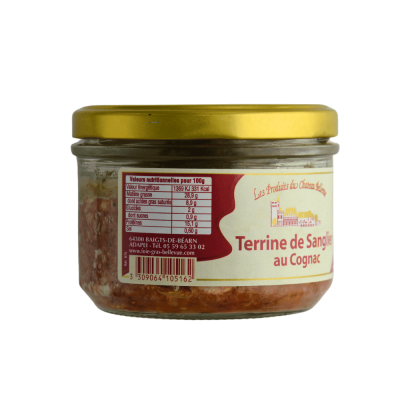 etiquette descriptive des valeurs nutritionnelle de la terrine de sanglier au cognac